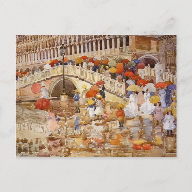Maurice Prendergast- Umbrellas in the Rain Postcard (Front)