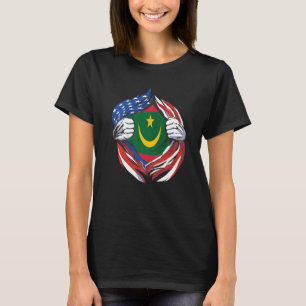 Mauritania Flag American Proud of My Mauritanian H T-Shirt