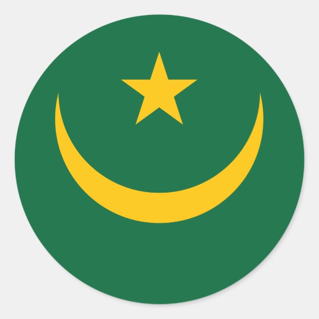 Mauritania Flag Button Classic Round Sticker (Front)