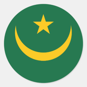 Mauritania Flag Button Classic Round Sticker