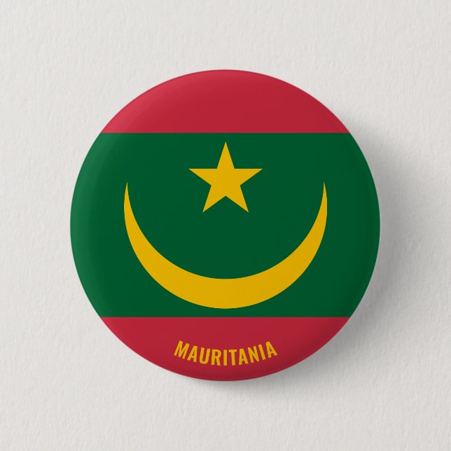 Mauritania Flag Charming Patriotic 6 Cm Round Badge (Front)