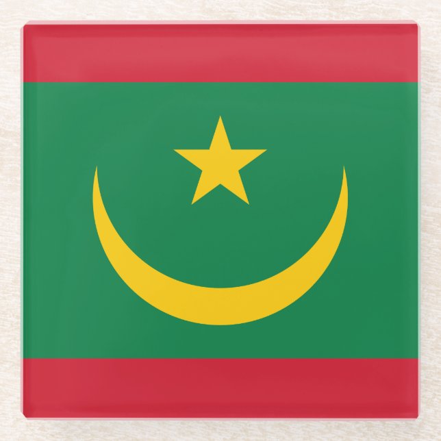 Mauritania Flag Glass Coaster (Front)