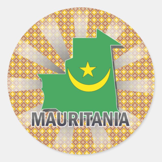 Mauritania Flag Map 2.0 Classic Round Sticker (Front)