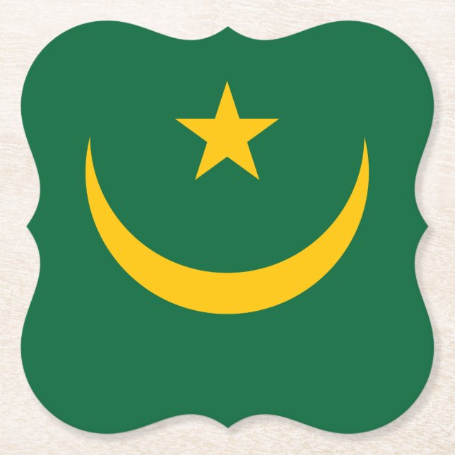 Mauritania Flag Paper Coaster (Front)