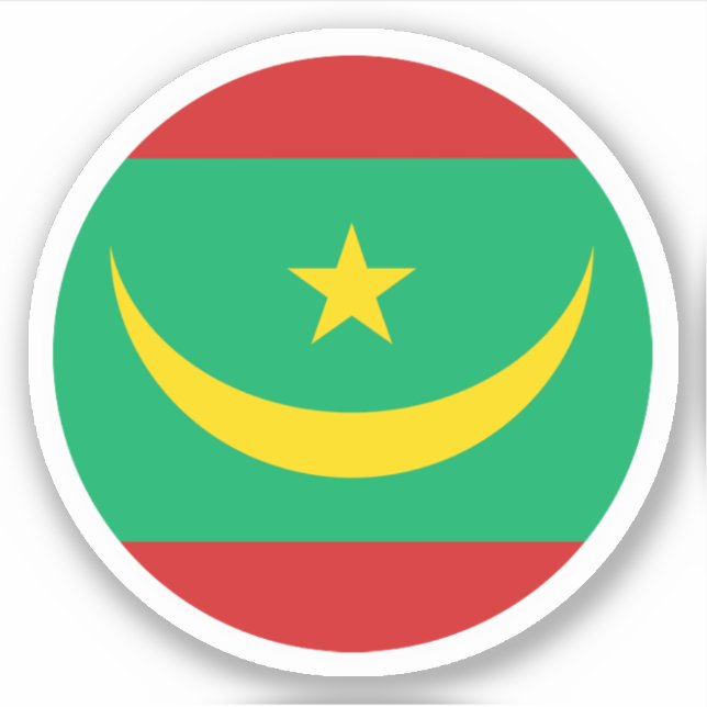 Mauritania Flag Round Sticker (Front)