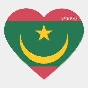 Mauritania Flag Splendid Patriotic Heart Sticker