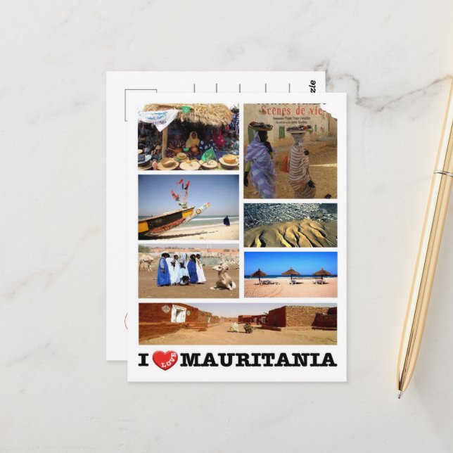 Mauritania - I Love - Postcard (Front/Back In Situ)