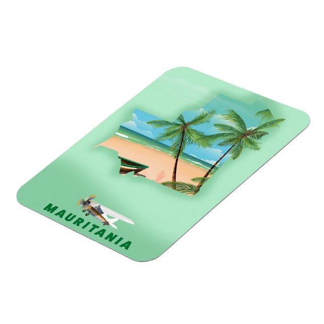 Mauritania illustrated map travel poster magnet (Left Side)