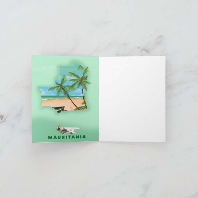 Mauritania illustrated map travel poster note card (Inside)
