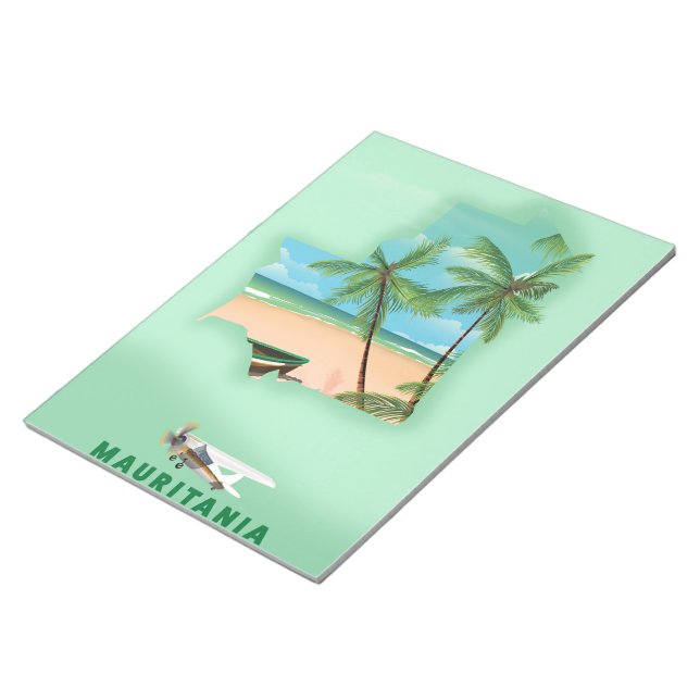 Mauritania illustrated map travel poster notepad (Angled)