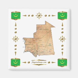 Mauritania Map + Flags Magnet