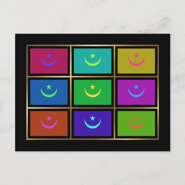 Mauritania Multihue Flags Postcard (Front)
