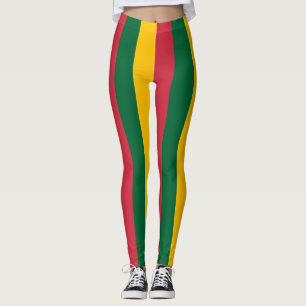 Mauritania National Flag Colours Vertical Striped Leggings