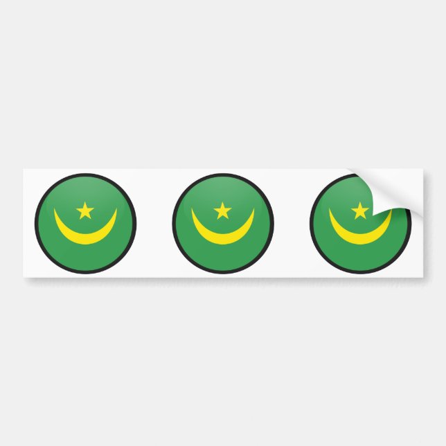 Mauritania quality Flag Circle Bumper Sticker (Front)