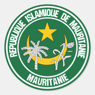Mauritania Round Emblem Classic Round Sticker