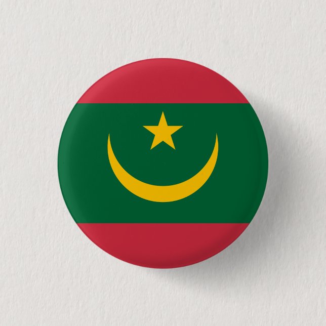 Mauritanian Flag, Flag of Mauritania 3 Cm Round Badge (Front)