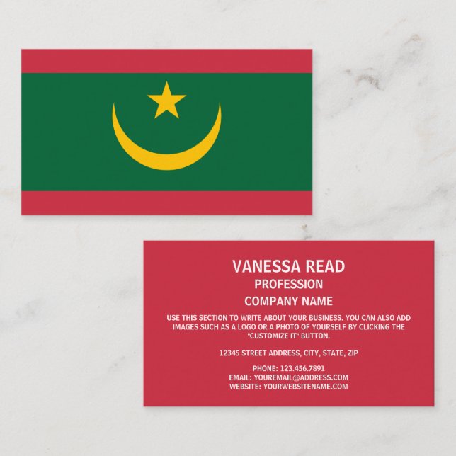 Mauritanian Flag, Flag of Mauritania Business Card (Front/Back)