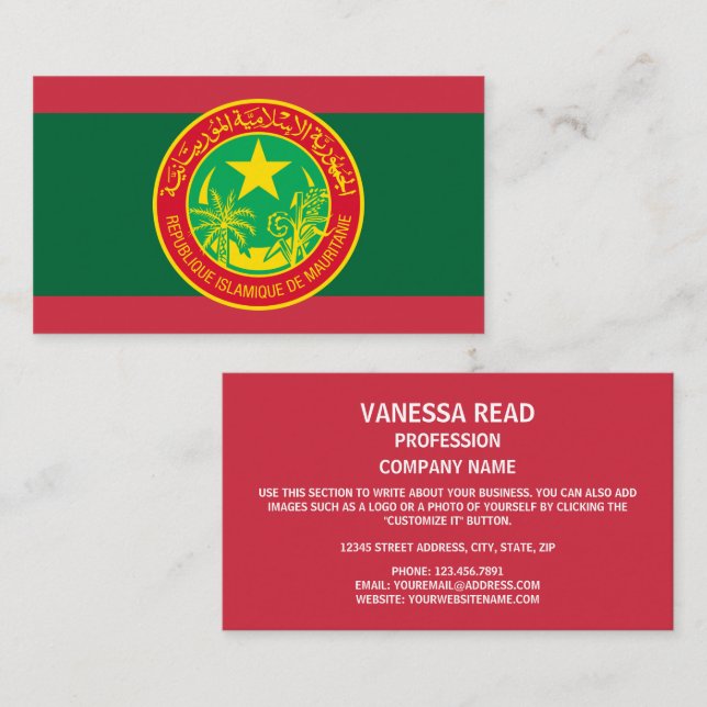 Mauritanian Flag & Seal, Flag of Mauritania Business Card (Front/Back)