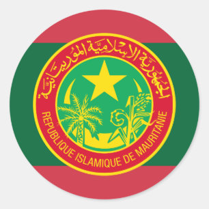 Mauritanian Flag & Seal, Flag of Mauritania Classic Round Sticker