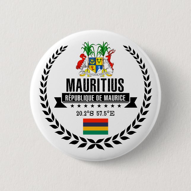 Mauritius 6 Cm Round Badge (Front)