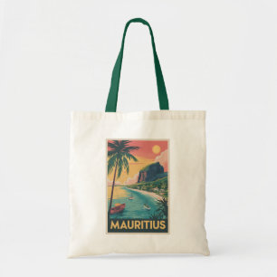 Mauritius Coast Illustration Travel Art Vintage Tote Bag