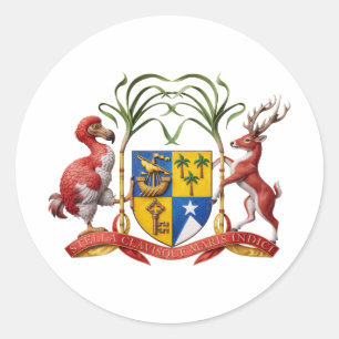 Mauritius coat arms country flag symbol emblem classic round sticker