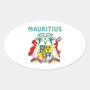Mauritius Coat Of Arms Oval Sticker
