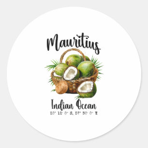 Mauritius Coconut Indian Ocean Tropical Island Gps Classic Round Sticker
