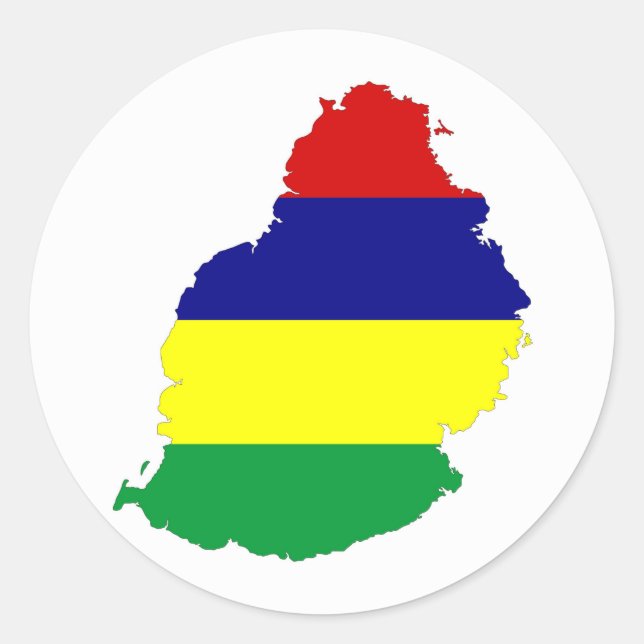 mauritius country flag map shape symbol classic round sticker (Front)