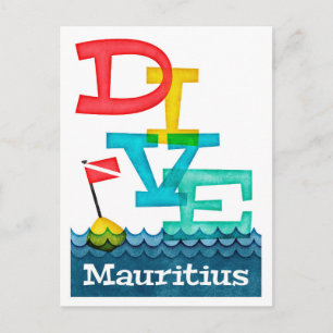 Mauritius Dive - Colourful Scuba Postcard