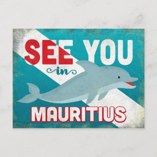Mauritius Dolphin - Retro Vintage Travel Postcard