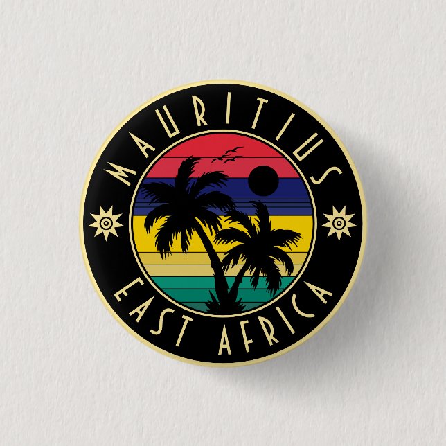 Mauritius East Africa Retro Sunset Souvenirs 60s 3 Cm Round Badge (Front)