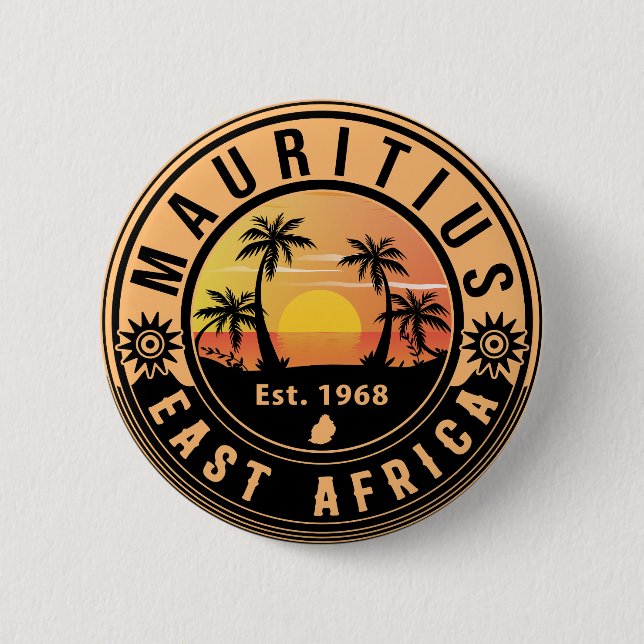 Mauritius East Africa Retro Sunset Souvenirs 60s 6 Cm Round Badge (Front)