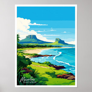 Mauritius East Africa Travel Vintage illustration Poster