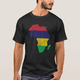 Mauritius Flag Africa Continent Silhouette Gift Ma T-Shirt