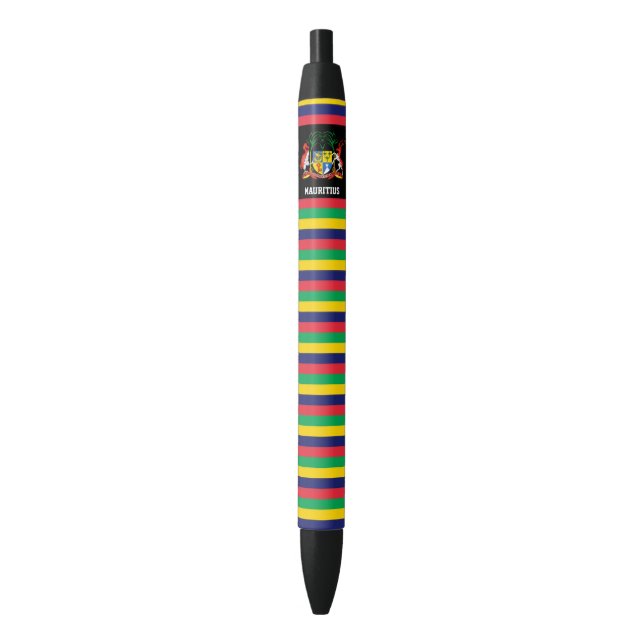 Mauritius Flag Cute Patriotic Black Ink Pen (Front Vertical)