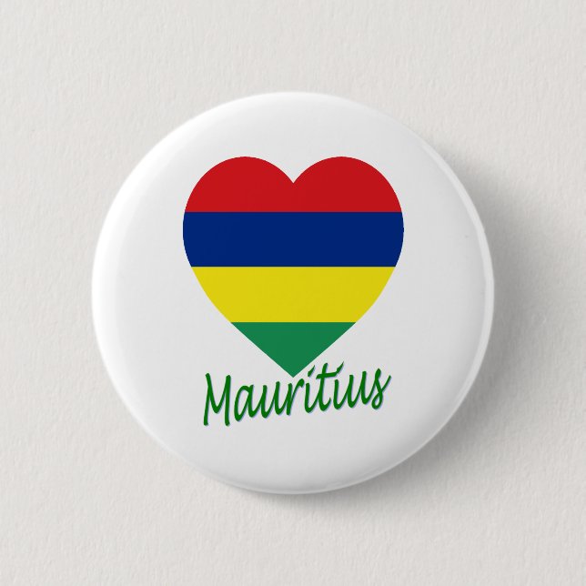 Mauritius Flag Heart 6 Cm Round Badge (Front)