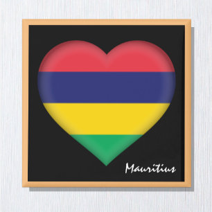 Mauritius flag & Heart, Africa holiday /sports Magnet