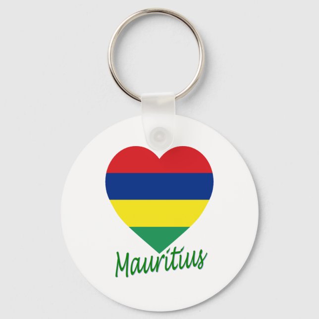 Mauritius Flag Heart Key Ring (Front)