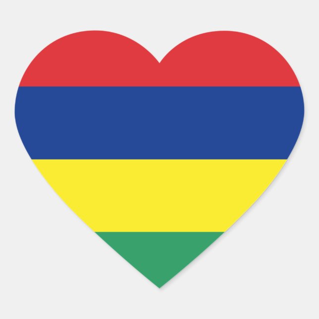 Mauritius Flag Heart Sticker (Front)