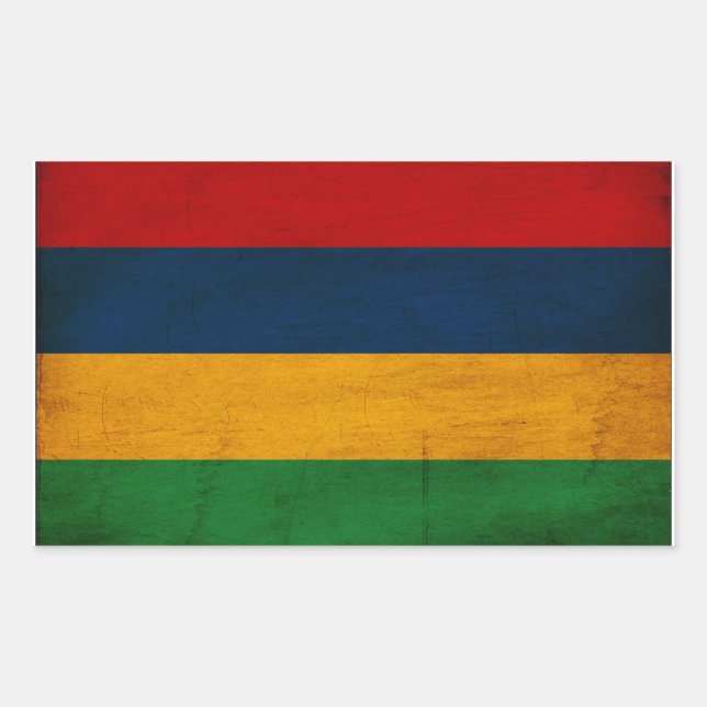 Mauritius Flag Rectangular Sticker (Front)