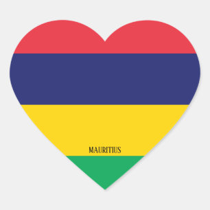 Mauritius Flag Splendid Patriotic Heart Sticker