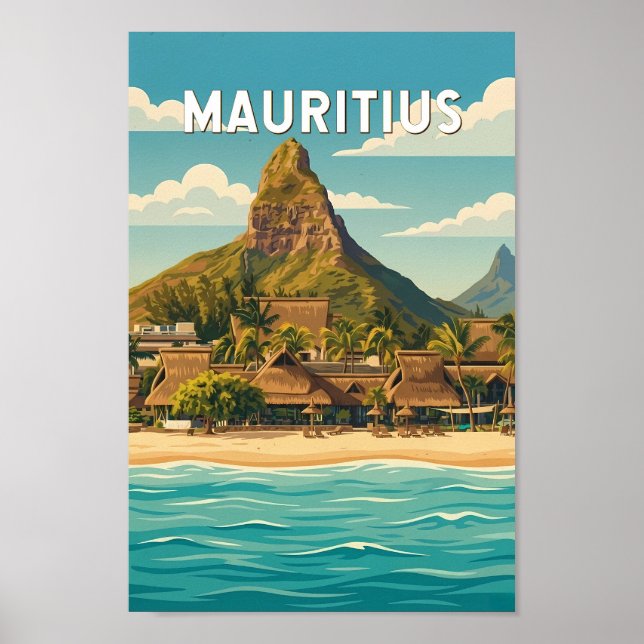 Mauritius Illustration Travel Art Vintage Poster (Front)