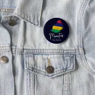 Mauritius Island Map Vintage Flag Indian Ocean 6 Cm Round Badge