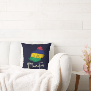 Mauritius Island Map Vintage Flag Indian Ocean Cushion