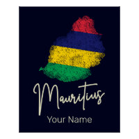Mauritius Island Map Vintage Flag Indian Ocean