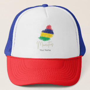 Mauritius Island Map Vintage Flag Indian Ocean Trucker Hat