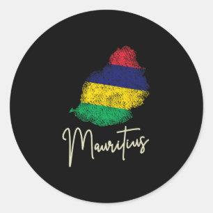 Mauritius Island Vintage Flag Ocean Indian Vacatio Classic Round Sticker