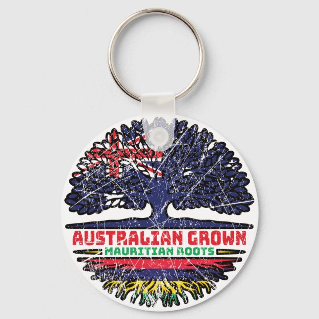 Mauritius Mauritian Australian Australia Tree Flag Key Ring (Front)