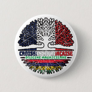 Mauritius Mauritian French France Tree Roots Flag 6 Cm Round Badge